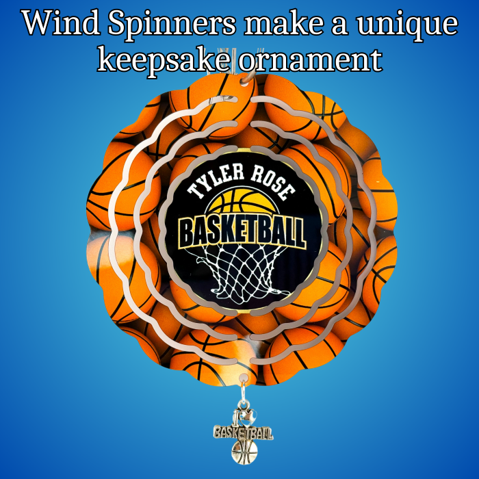 Custom 4" Aluminum Wind Spinners – Tyler Rose Special Olympics Basketball Fundraiser Front Custom 4" Aluminum Wind Spinners – Tyler Rose Special Olympics Basketball Fundraiser Front