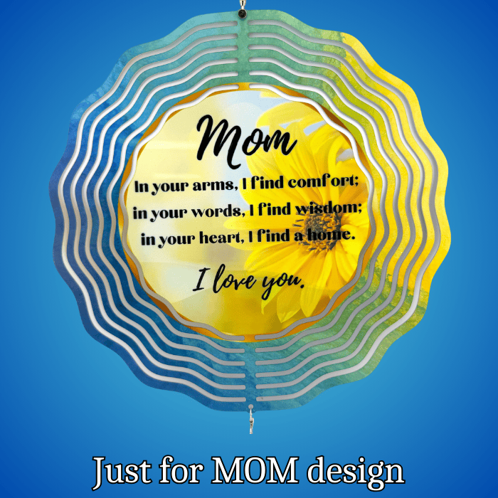 Mom Tribute Wind Spinner – 10" Floral Design with Heart Charm and Romans 8:28 Scripture Mom Tribute Wind Spinner – 10" Floral Design with Heart Charm and Romans 8:28 Scripture